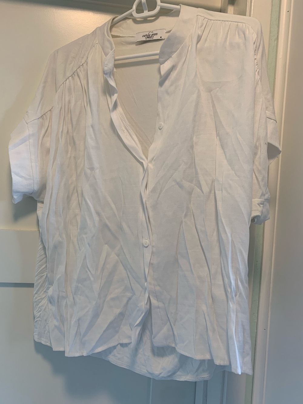 CJLA • white button-front blouse • dolman sleeve